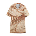 T-Rex Fossil Print Cotton Hawaiian Shirt
