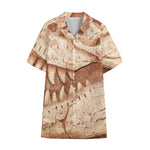 T-Rex Fossil Print Cotton Hawaiian Shirt