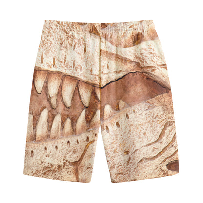 T-Rex Fossil Print Cotton Shorts