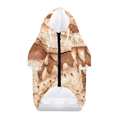 T-Rex Fossil Print Dog Zip Up Hoodie