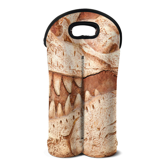 T-Rex Fossil Print Double Neoprene Wine Tote