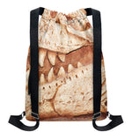 T-Rex Fossil Print Drawstring Backpack