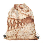 T-Rex Fossil Print Drawstring Bag