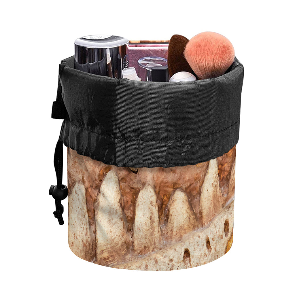 T-Rex Fossil Print Drawstring Makeup Bag