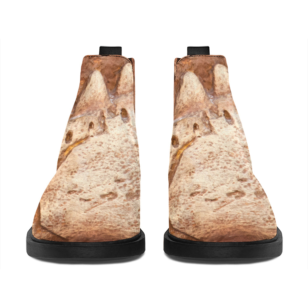 T-Rex Fossil Print Flat Ankle Boots