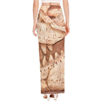 T-Rex Fossil Print High Slit Maxi Skirt