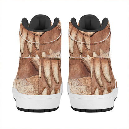 T-Rex Fossil Print High Top Leather Sneakers