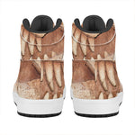 T-Rex Fossil Print High Top Leather Sneakers