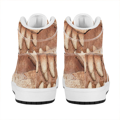 T-Rex Fossil Print High Top Leather Sneakers