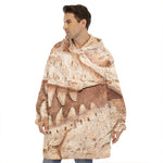 T-Rex Fossil Print Hoodie Blanket