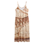 T-Rex Fossil Print Jersey Midi Cami Dress