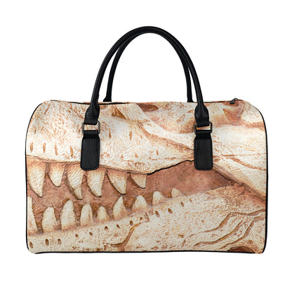T-Rex Fossil Print Leather Duffle Bag