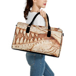 T-Rex Fossil Print Leather Duffle Bag