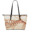 T-Rex Fossil Print Leather Tote Bag With Zipper