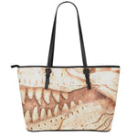 T-Rex Fossil Print Leather Tote Bag