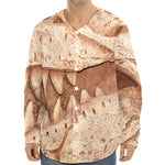 T-Rex Fossil Print Long Sleeve Baseball Jersey