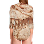 T-Rex Fossil Print Long Sleeve Swimsuit