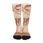 T-Rex Fossil Print Long Socks