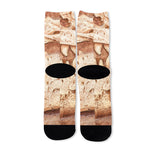 T-Rex Fossil Print Long Socks