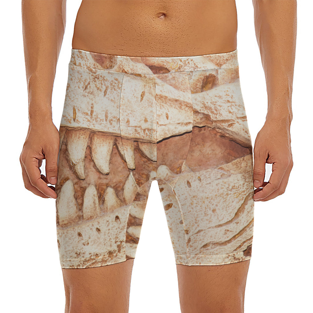 T-Rex Fossil Print Men's Long Boxer Briefs