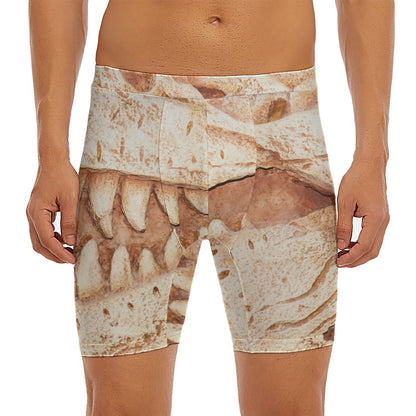 T-Rex Fossil Print Men's Long Boxer Briefs