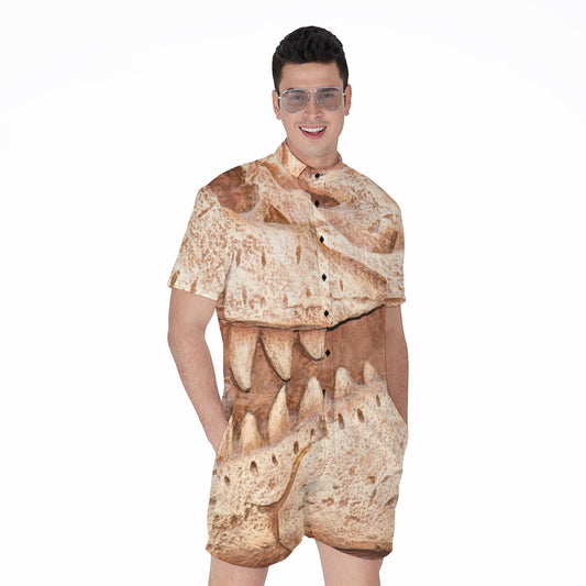 T-Rex Fossil Print Men's Rompers