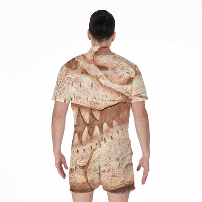 T-Rex Fossil Print Men's Rompers