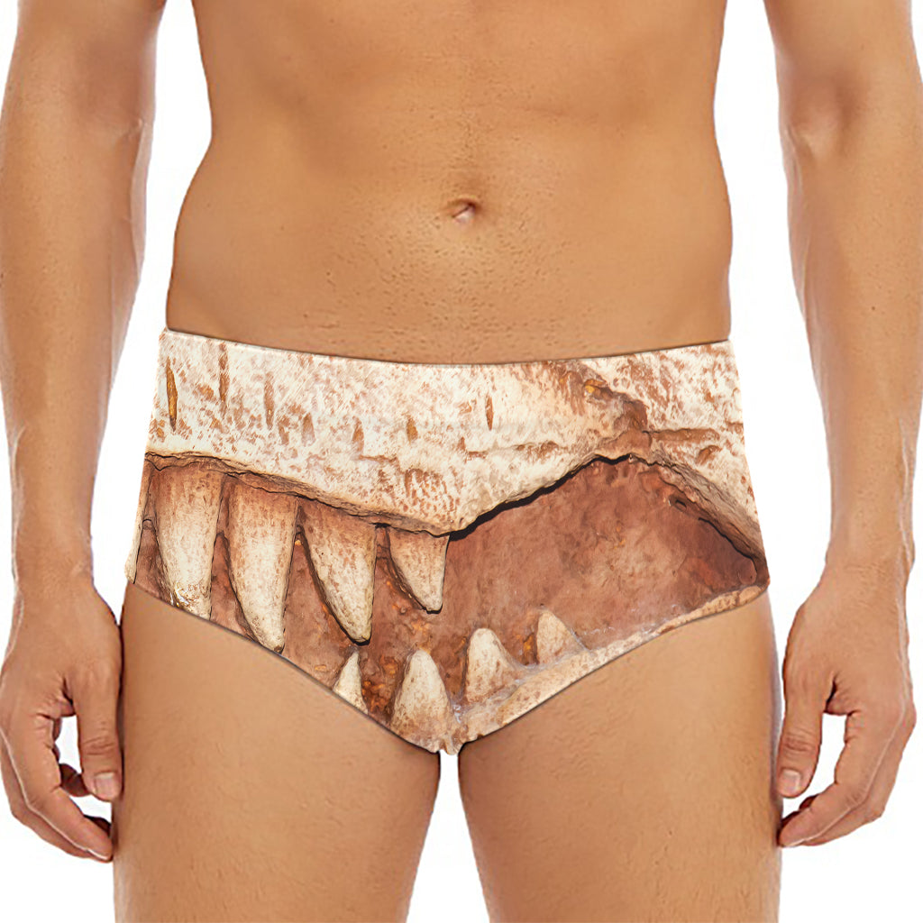 T-Rex Fossil Print Men's Triangle Swim Briefs