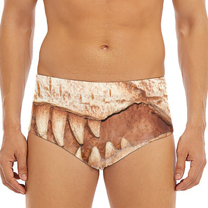 T-Rex Fossil Print Men's Triangle Swim Briefs