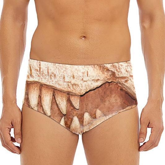 T-Rex Fossil Print Men's Triangle Swim Briefs