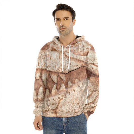 T-Rex Fossil Print Men's Velvet Pullover Hoodie