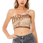 T-Rex Fossil Print One Shoulder Crop Top