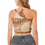 T-Rex Fossil Print One Shoulder Crop Top