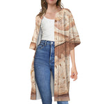 T-Rex Fossil Print Open Front Beach Cover Up