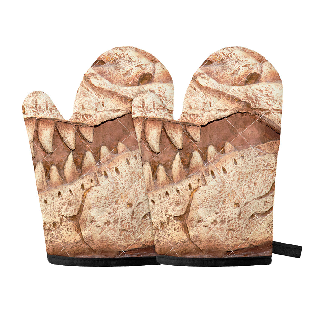 T-Rex Fossil Print Oven Mitts
