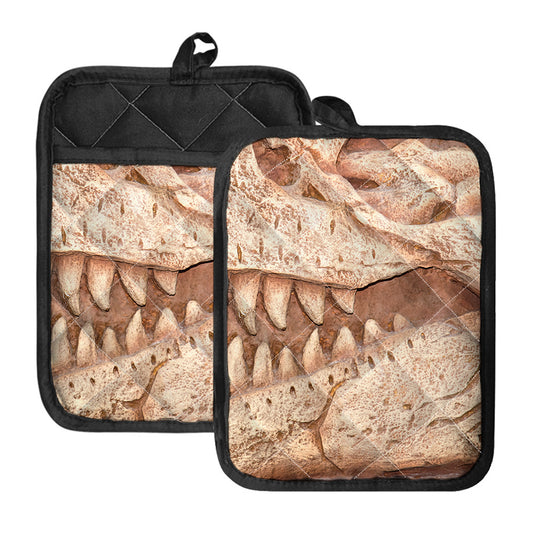 T-Rex Fossil Print Pot Holders With Pocket