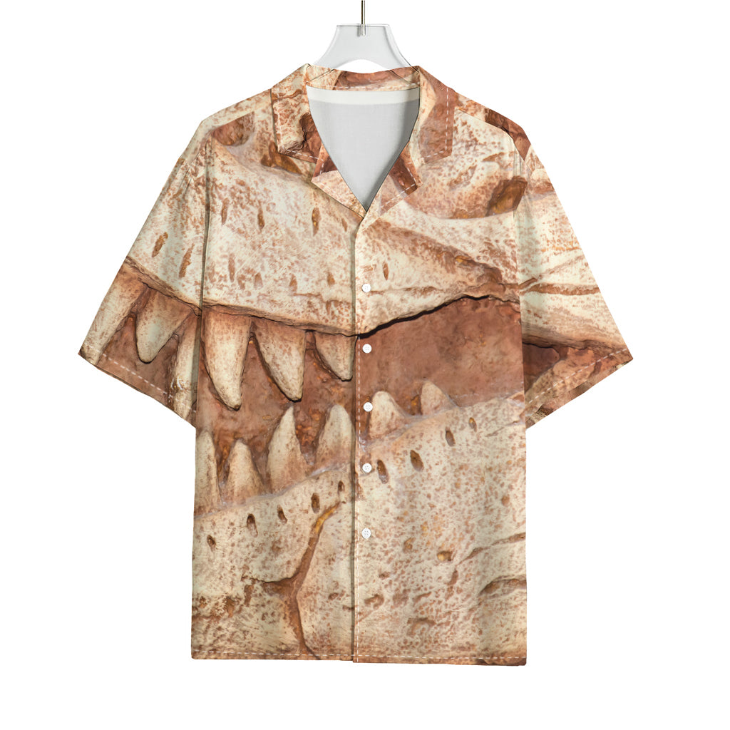 T-Rex Fossil Print Rayon Hawaiian Shirt