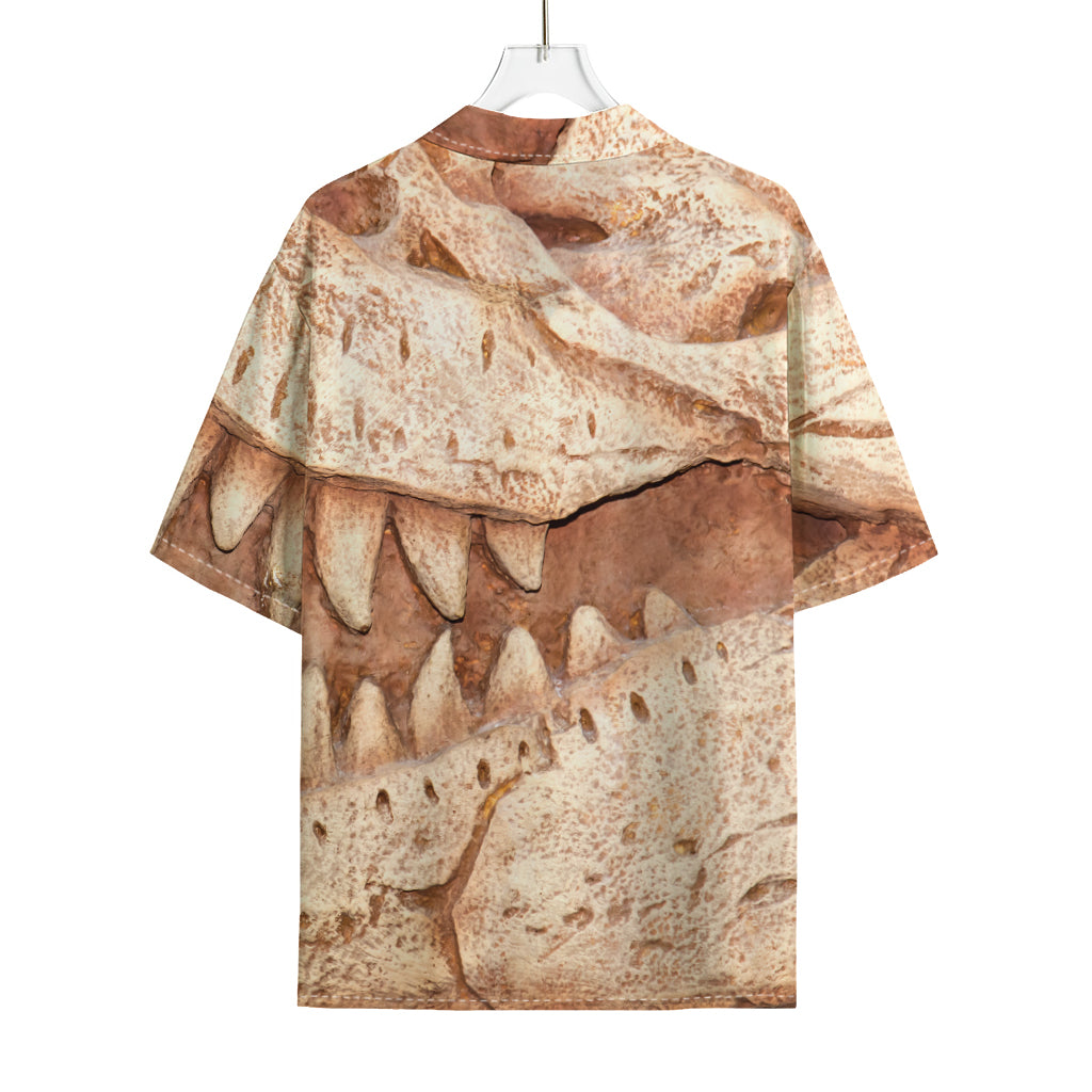 T-Rex Fossil Print Rayon Hawaiian Shirt