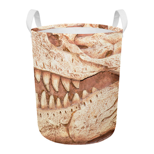 T-Rex Fossil Print Round Laundry Basket