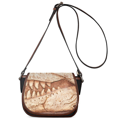 T-Rex Fossil Print Saddle Bag