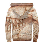 T-Rex Fossil Print Sherpa Lined Zip Up Hoodie