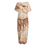 T-Rex Fossil Print Short Sleeve Long Nightdress