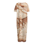 T-Rex Fossil Print Short Sleeve Long Nightdress