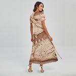 T-Rex Fossil Print Short Sleeve Maxi Dress
