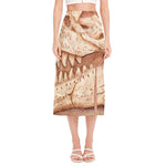 T-Rex Fossil Print Side Slit Midi Skirt