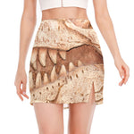 T-Rex Fossil Print Side Slit Mini Skirt