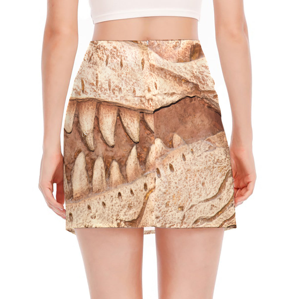 T-Rex Fossil Print Side Slit Mini Skirt