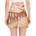 T-Rex Fossil Print Side Slit Mini Skirt