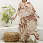 T-Rex Fossil Print Silk V-Neck Kaftan Dress
