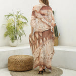 T-Rex Fossil Print Silk V-Neck Kaftan Dress